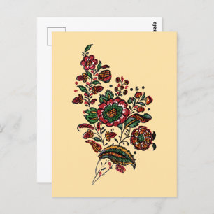 Vintages indisches Cotton Chintz Fabric Postkarte