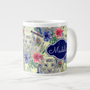 Vintages indisches Tigermuster Name hinzufügen Jumbo-Tasse