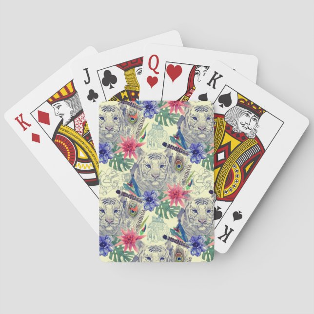 Vintages indisches Tigermuster Spielkarten (Rückseite)