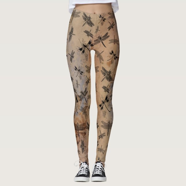 Vintages Insektenkrankheitsmuster Leggings (Vorderseite)