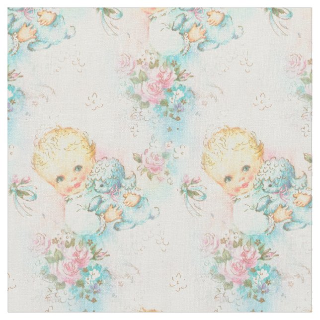 Vintages inspiriertes Baby mit Lamm-Gewebe Stoff (Nahaufnahme)