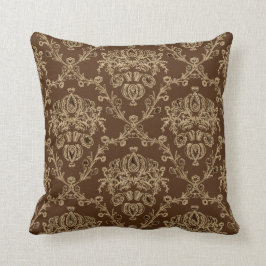 Vintages inspiriertes Brown-Damastthrow-Kissen Kissen