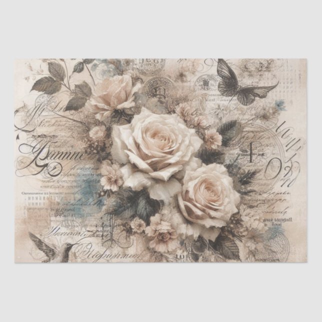 Vintages Inspiriertes Dekoupage Floral Tissue Pape Seidenpapier (Vorderseite)