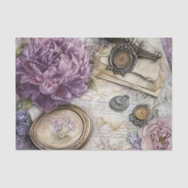 Vintages Inspiriertes Lavendelknotenpapier Seidenpapier (Vorderseite)