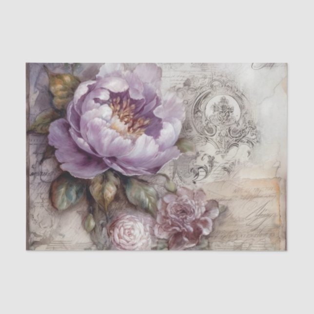 Vintages Inspiriertes Lavendelknotenpapier Seidenpapier (Vorderseite)