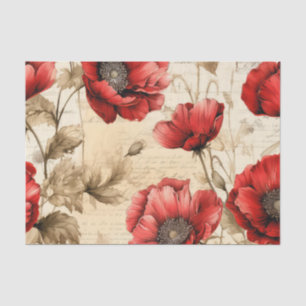 Vintages Inspiriertes Red Poppies Tissue Paper Seidenpapier