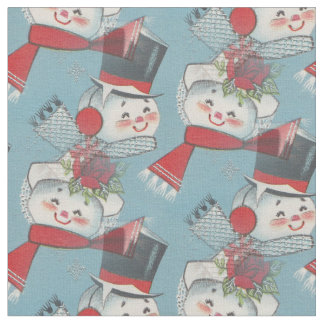 Vintages inspiriertes Snowmen-Druck-Gewebe Stoff