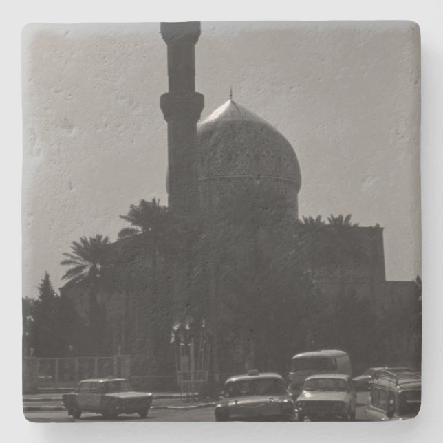 Vintages Irak Bagdad-Moschee Steinuntersetzer (Vorderseite)