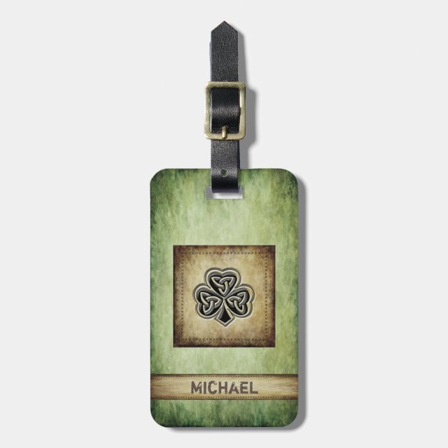 Vintages irisches Glücksspiel-Kleeblatt Gepäckanhänger (Vorderseite vertikal)