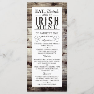 Vintages Irish Wood St Patrick's Day Menu Menükarte