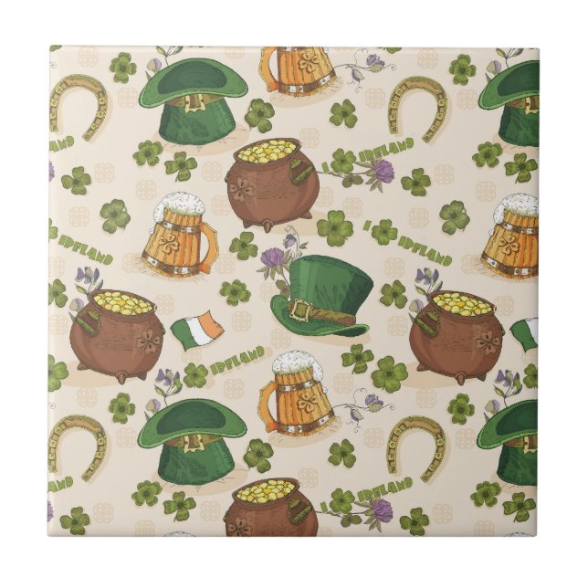 Vintages Irland-Ikonen-Muster Fliese (Vorderseite)
