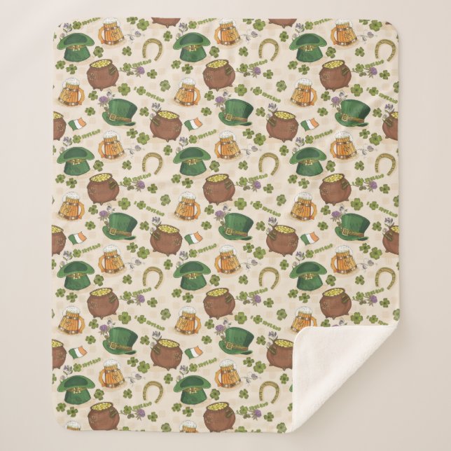 Vintages Irland-Ikonen-Muster Sherpadecke (Vorderseite)