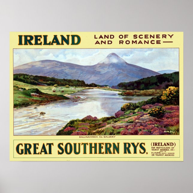 Vintages Irland Land der Landschaft und Romantik Poster (Vorne)