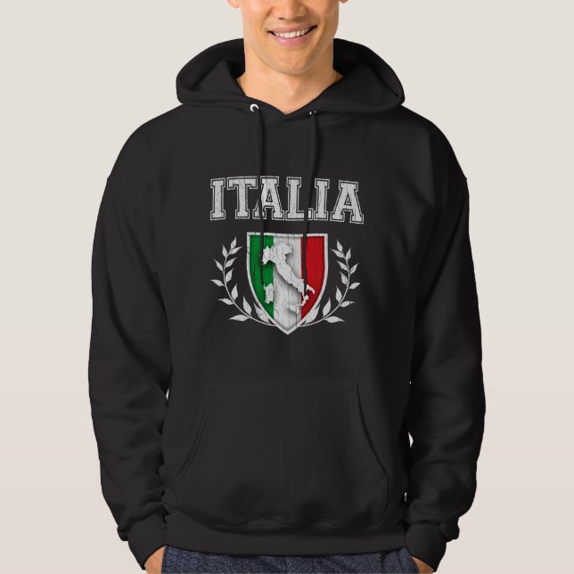 Vintages ITALIEN-Flaggen-Wappen Hoodie (Vorderseite)