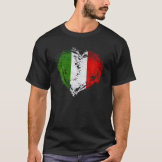 Vintages Italien Herzform Italienische Flagge Stil T-Shirt