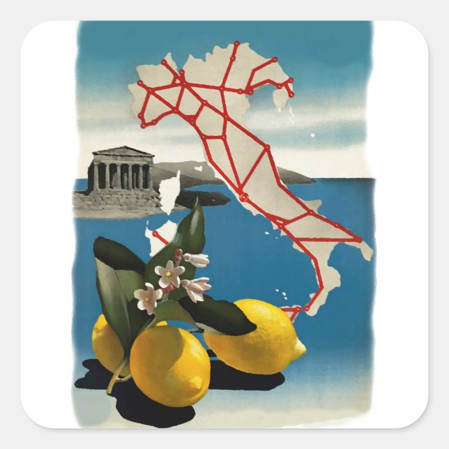 Vintages Italien Quadratischer Aufkleber (Vorderseite)