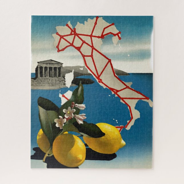 Vintages Italien Reiseplan & Limons Puzzle (Vertikal)