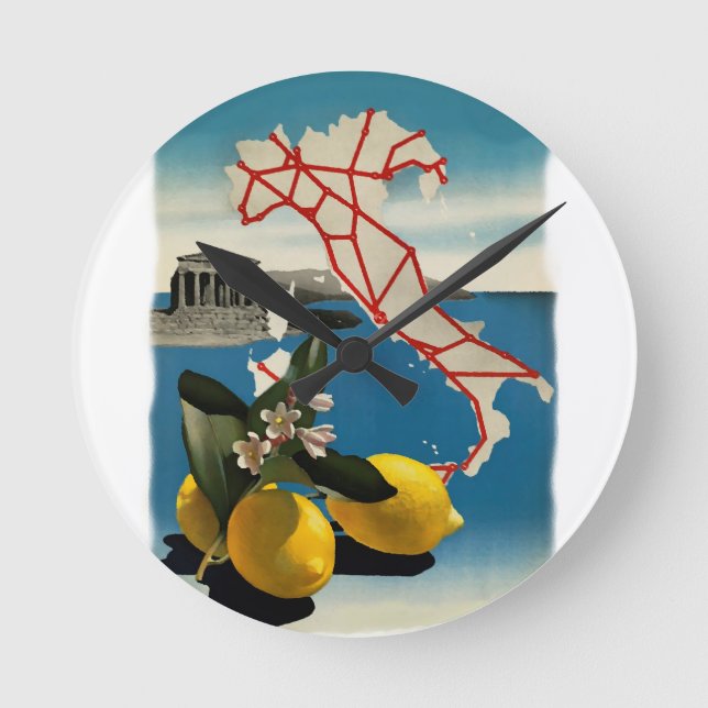 Vintages Italien Runde Wanduhr (Vorderseite)