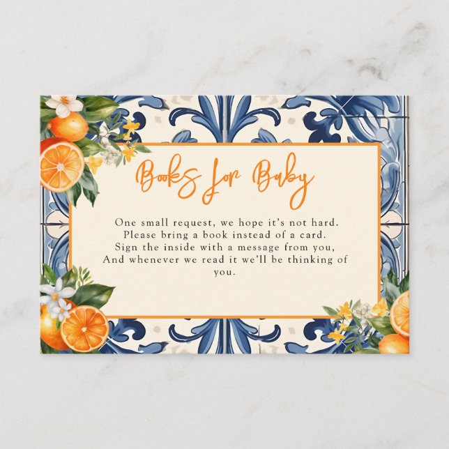 Vintages Italienisch | Citrus Orange | Babydusche Begleitkarte (Vorderseite)