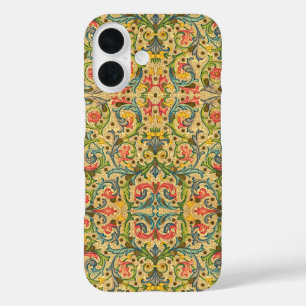 Vintages Italienisches Arabesque Blau und Gold iPhone 16 Hülle