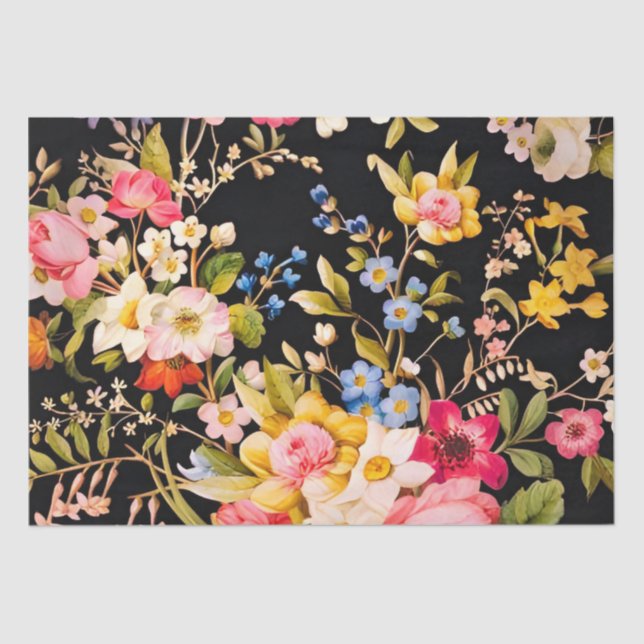 Vintages italienisches Blumenrosa Seidenpapier (Vorderseite)