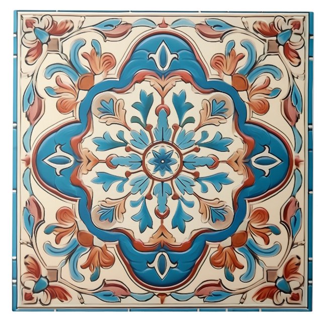 Vintages italienisches Mittelmeer-Muster Fliese (Vorderseite)