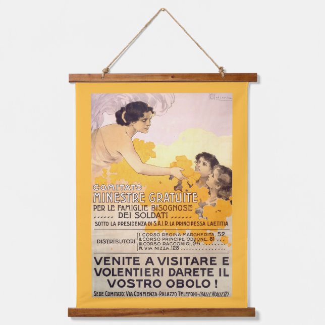 Vintages italienisches Poster von 1917 Wandteppich Mit Holzrahmen (Vorderseite)