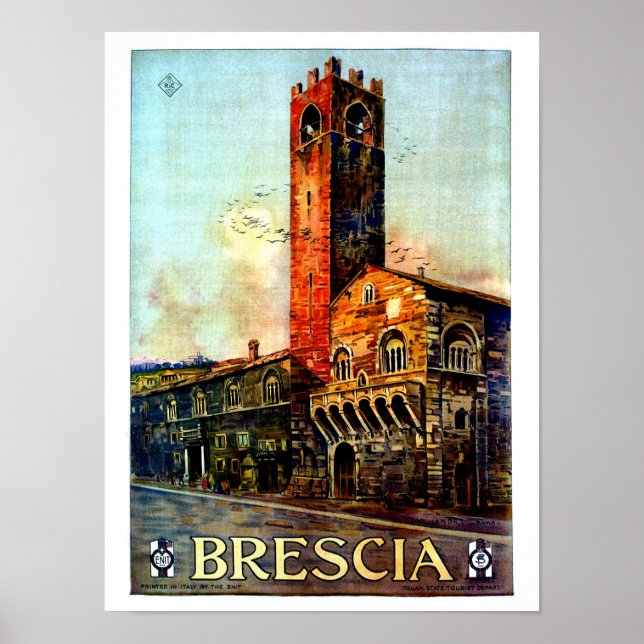 Vintages italienisches Reiseposter Brescia Poster (Vorne)