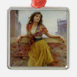 Vintages italienisches Wassersportmädchen Ornament Aus Metall