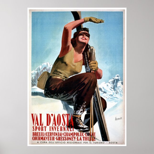Vintages italienisches Wintersportort Poster (Vorne)