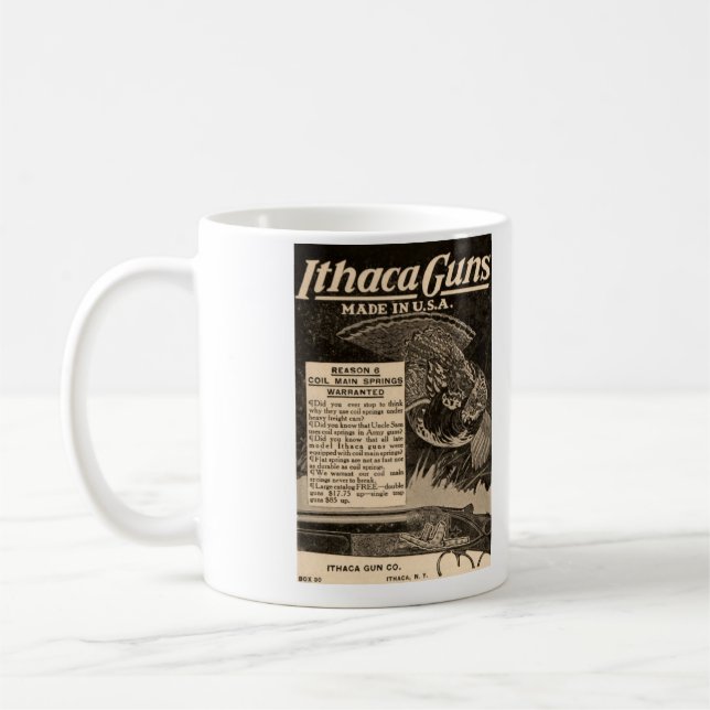 Vintages Ithaca schießt Jagdsportsman-Kaffee-Tasse Tasse (Links)
