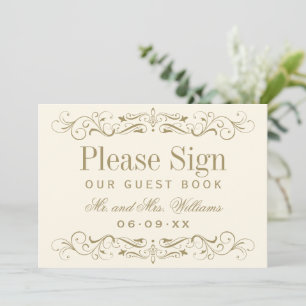 Vintages Ivory Antique Blüh Wedding Gästebuch