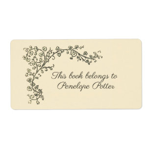 Vintages Ivy Border Buchzeichen mit Ihrem Namen