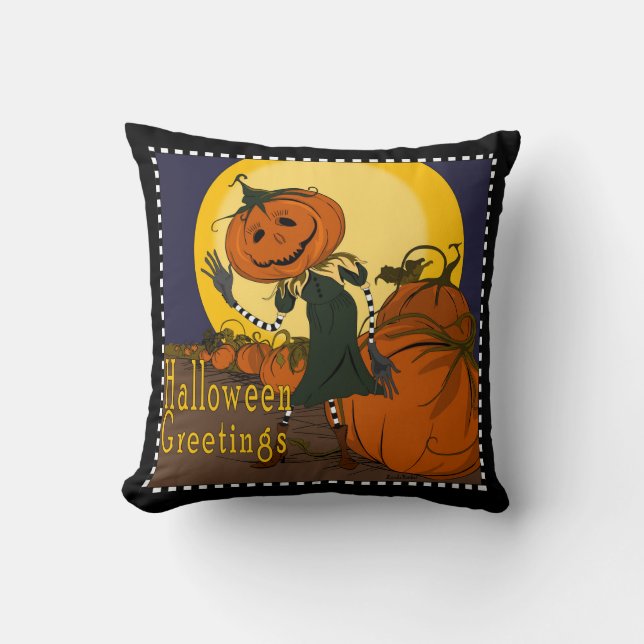 Vintages Jackolantern Halloween Kissen (Vorderseite)