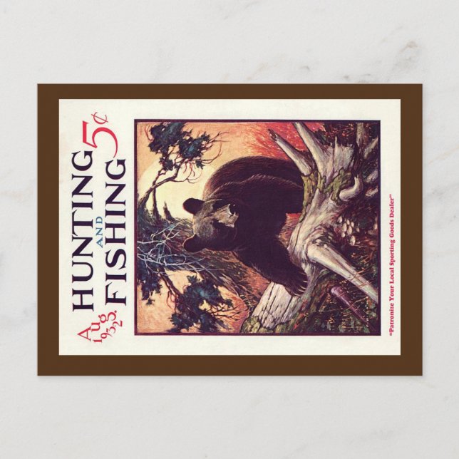 "Vintages Jagen und Angeln - Mag Cover" Postkarte (Vorderseite)