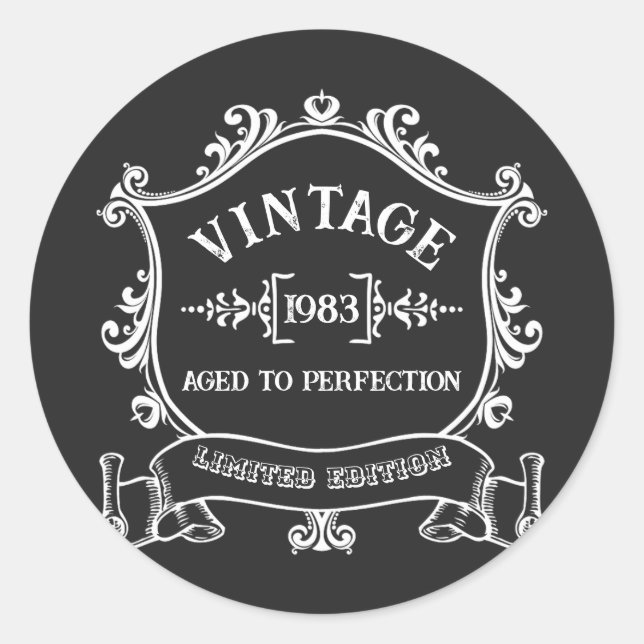 Vintages Jahr bis zum perfekten Geburtsjahr Runder Aufkleber (Vorderseite)