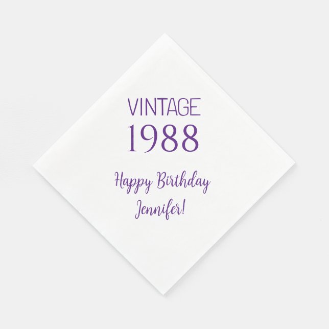 Vintages Jahr Geburtstagsparty Napkins Personalisi Serviette (Ecke)