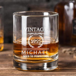 Vintages Jahr Meilenstein Name Monogram Geburtstag Whiskyglas