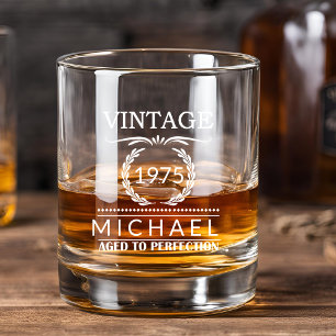 Vintages Jahr Meilenstein Name Monogram Geburtstag Whiskyglas