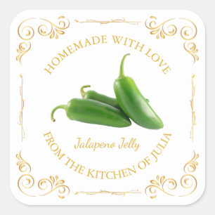 Vintages Jalapeno Jelly Square Label Quadratischer Aufkleber