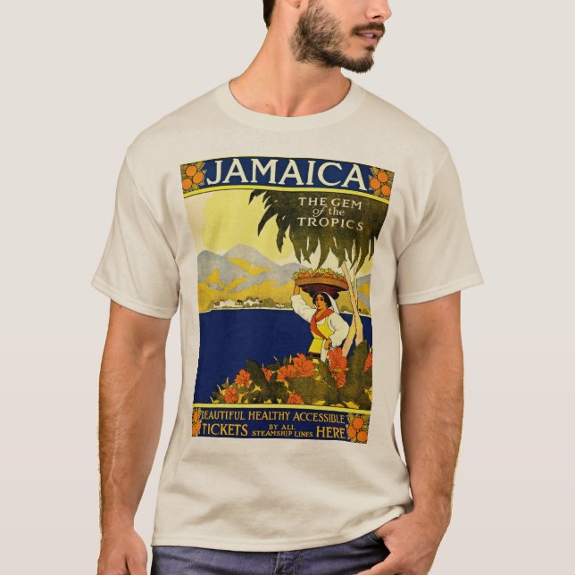 Vintages Jamaica Travel Illustration Poster T-Shirt (Vorderseite)