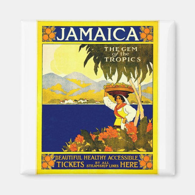 Vintages Jamaika-Reiseplakat Magnet (Vorne)