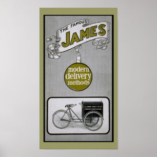 Vintages Jameslieferungs-Fahrrad-Plakat 1913 Poster
