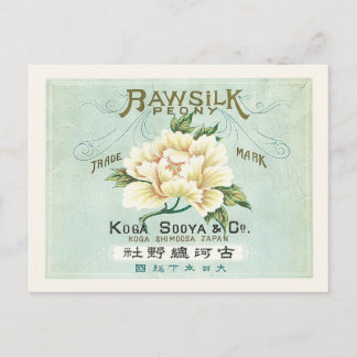 Vintages Japan Rohseide Weißer Peony Postkarte