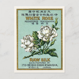 Vintages Japan Seidenwerbung Weiße Rose Postkarte