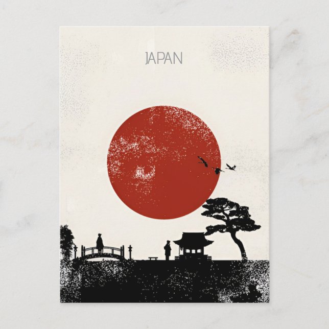 Vintages Japan tokyo Travel Aquarell Asien Postkarte (Vorderseite)