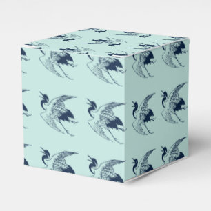 Vintages Japanisch Zeichn eines Krans, blau Geschenkschachtel