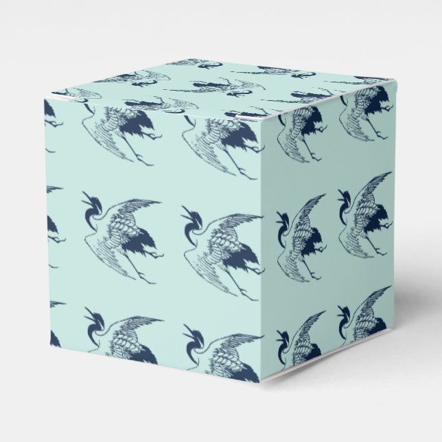 Vintages Japanisch Zeichn eines Krans, blau Geschenkschachtel (Vorderseite)