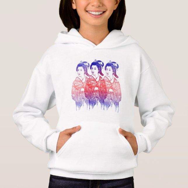 Vintages Japanisch Zeichnend Hoodie (Vorderseite)