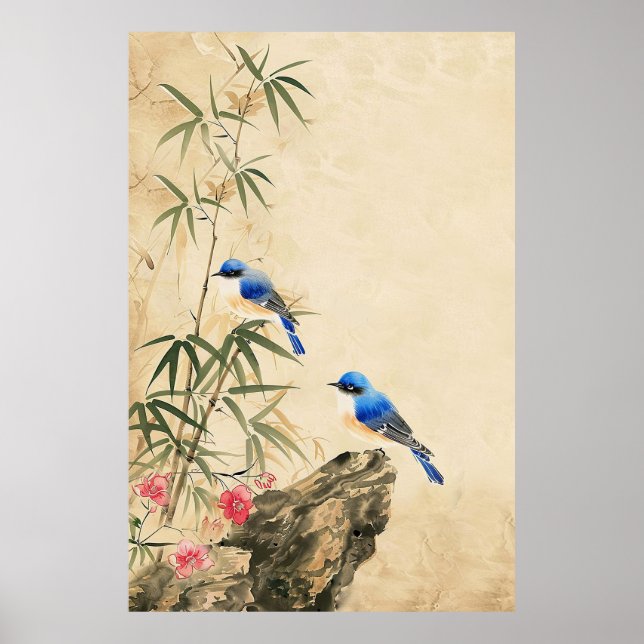 Vintages japanisches Bird Blossom Poster (Vorne)